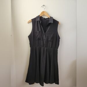 BCBGMAXAZRIA Button-down Skater Dress‎ Black Size Large Business Casual Party